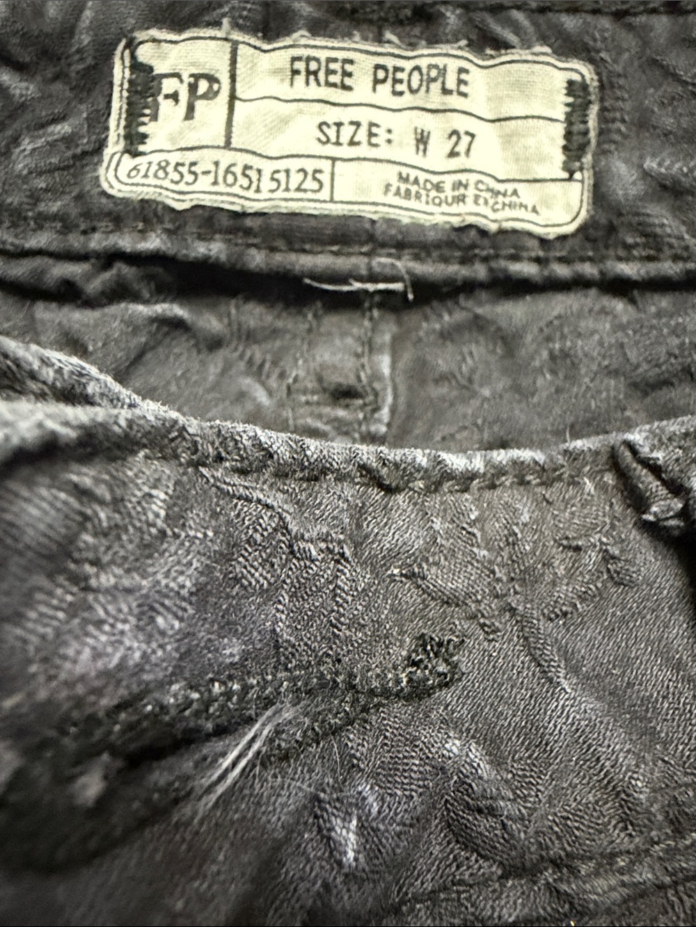 Free People Black Textured Women's Jeans
